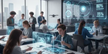 Students using cutting-edge tech tools in a modern classroom for back to school 2026