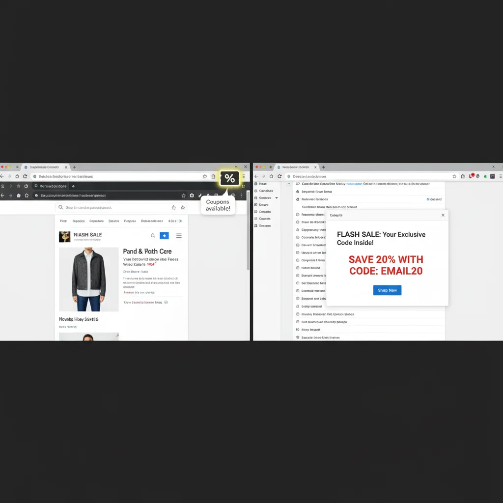 Browser extension and email newsletter offering discount codes