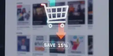 Shopping cart with arrows indicating dynamic price fluctuations on an e-commerce website