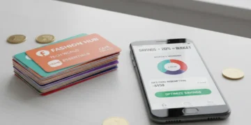 Stack of gift cards, calculator, and smartphone on a desk, representing gift card arbitrage.