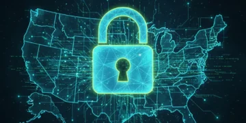 Digital padlock over US map representing internet privacy tools
