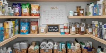 Organized pantry with household essentials for strategic stockpiling in 2026