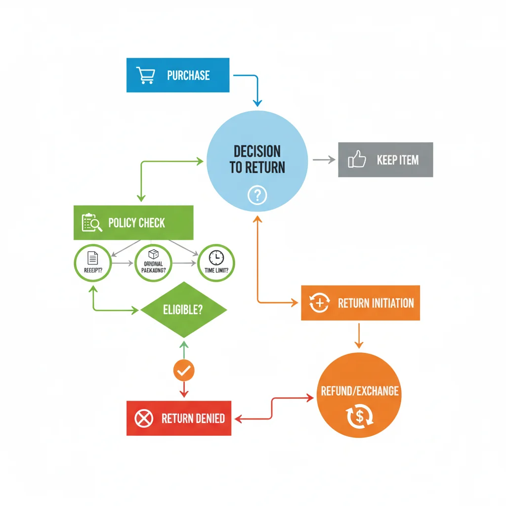 Infographic illustrating steps for a successful product return