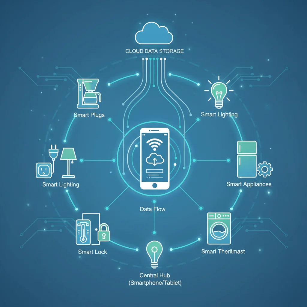 Diagram illustrating a connected smart home energy ecosystem.
