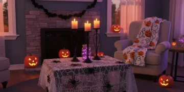 Stylish and affordable Halloween living room decor under $100 for 2026, featuring subtle spooky elements.