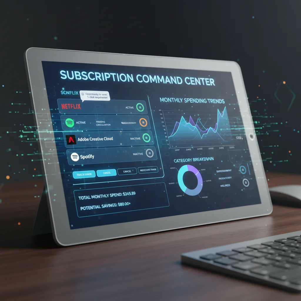 Digital dashboard for managing and optimizing subscription services, a key smart buying tactic for cost reduction.