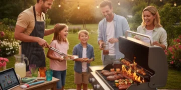 Family enjoying outdoor grilling with modern BBQ accessories in summer 2026