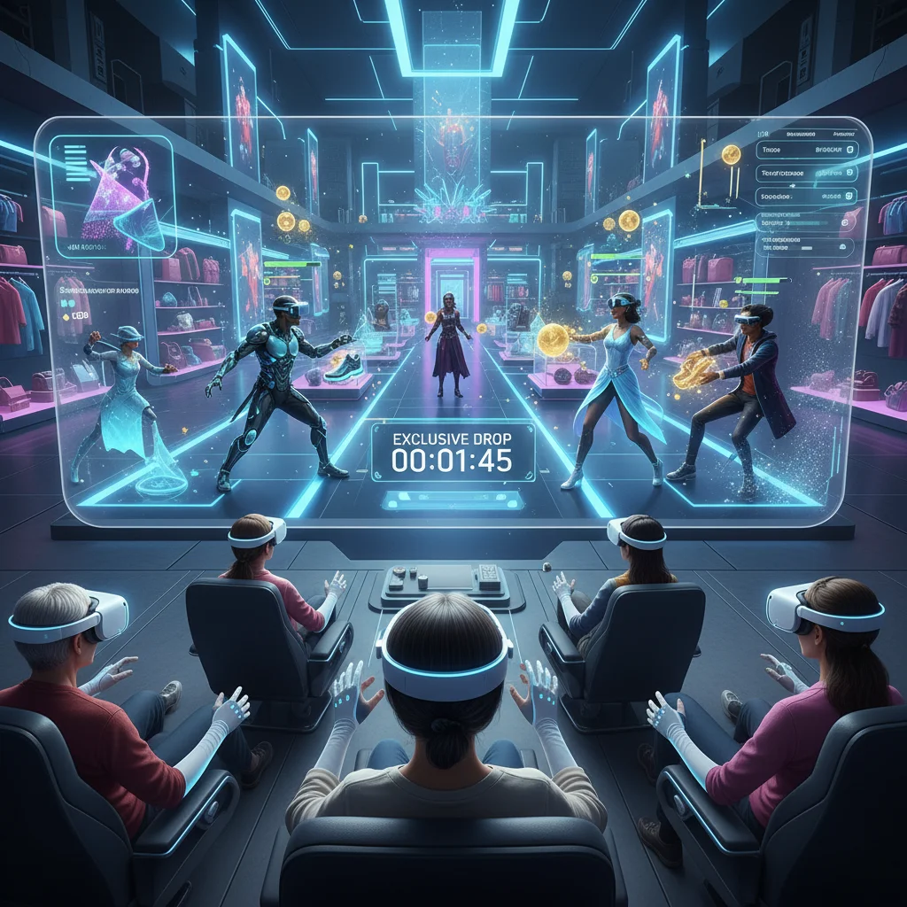 Consumers engaging in virtual reality shopping with urgent offers
