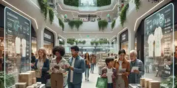 Future US shoppers engaging with sustainable products and digital retail platforms.
