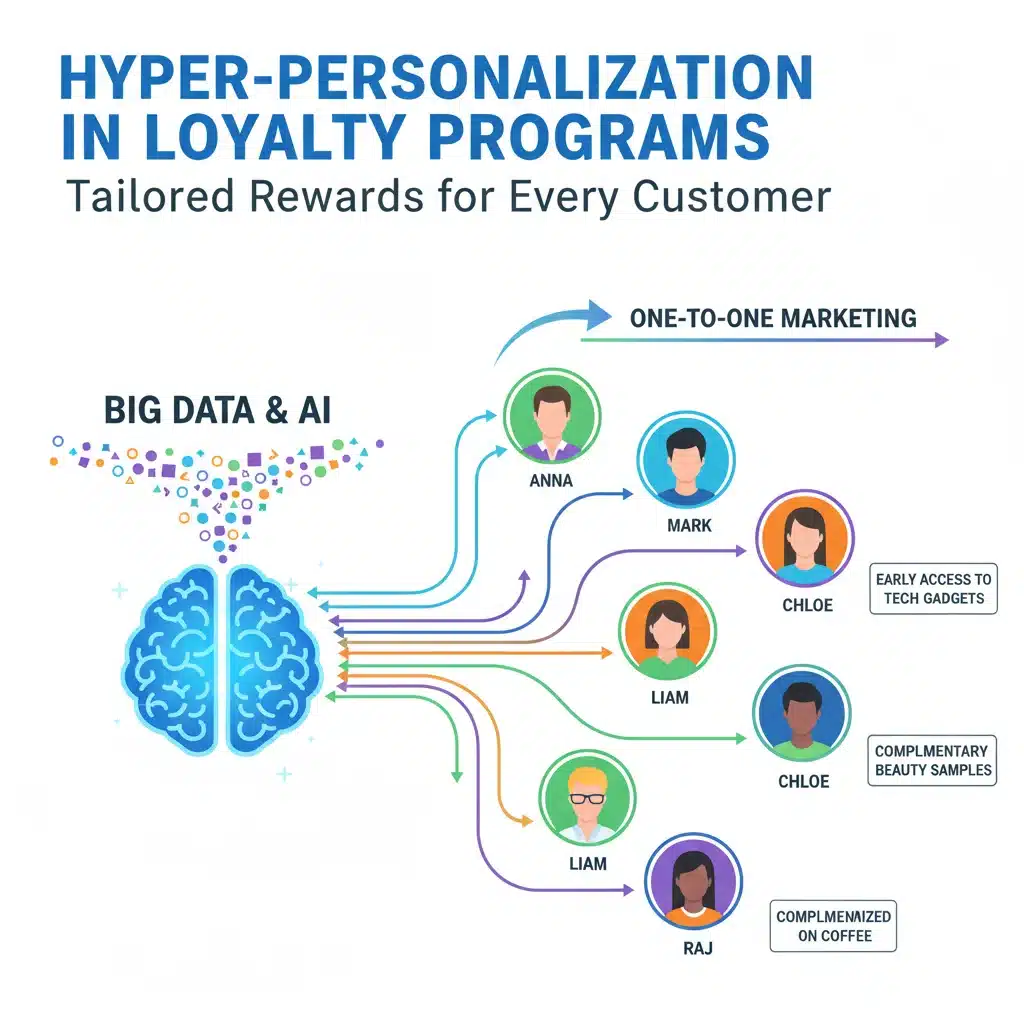 Infographic depicting hyper-personalization in loyalty programs with customized offers