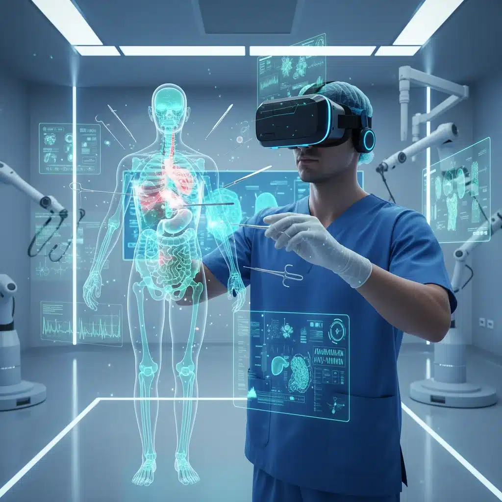 Surgeon practicing complex surgery in virtual reality